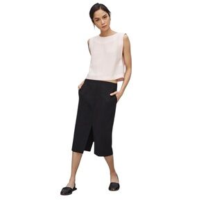 Aritzia Babaton Black Pencil Skirt Double Slit Front & Back Office Size 4